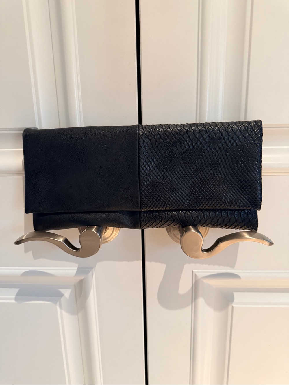 Black Fold-Over Clutch - Textured Panel